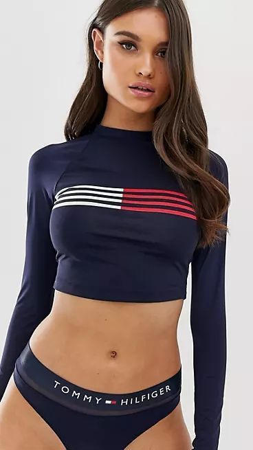 Tommy Hilfiger Swimsuit, Tommy Hilfiger Fashion, Top Swimwear, Sport Bikinis, Nice Bikinis, Swimsuits Outfits, Cargo Pants Outfit, Tommy Hilfiger Outfit, Sporty Girls