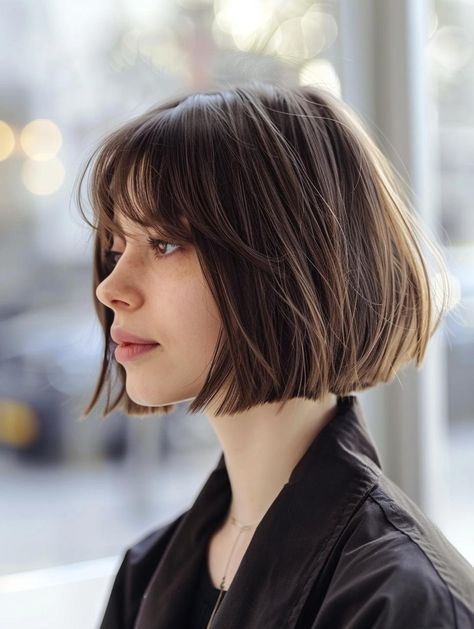 Explore Top Summer Bob Haircuts 2024 for Women Straight Short Haircuts For Women, Short Hair Styles For Straight Hair, Short Haircut Straight, Parisian Bob Round Face, A Line Bob Short, Short Bob Bangs, Straight Cut Bob, Short Haircut With Bangs, Straight Bob With Bangs