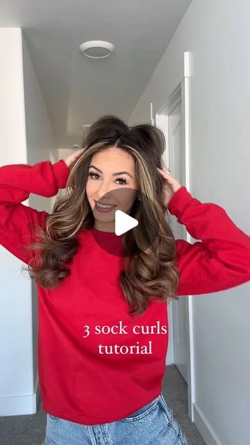 SIENNA GEHRING on Instagram: "What do we think? The night before I just did the 2 socks! #sockcurls #unicorncurls #hair #hairtutorial #curls #socks" Sock Curls For Thick Hair, Heatless Curls With Fuzzy Socks, Curl Hair With Socks Overnight, Socks Hair Curls, Curling Rods Tutorial, Heartless Curls With Socks, How To Do Sock Curls, How To Do Sock Curls Overnight, Sock Hair Curls Tutorials