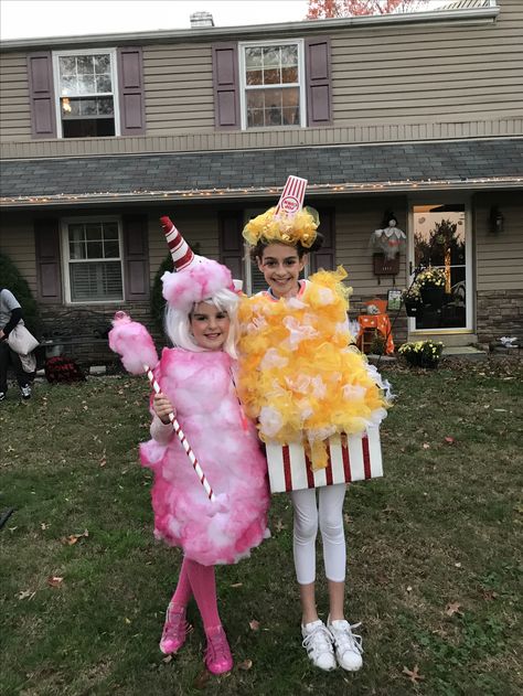 Cotton candy and popcorn! Candy Machine Costume, Candy Machine, Cotton Candy Machine, Cotton Candy, Popcorn, Candy, Halloween, Candy Floss