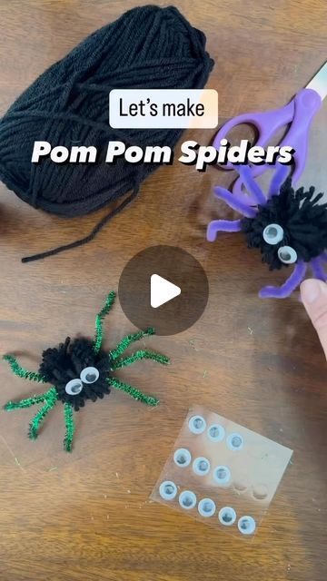 The Creative Kids’ Corner on Instagram: "🕷️Pom Pom Spiders🕷️

We’re back with another cute and simple Halloween craft! You can make these spiders with just some yarn, 2 pipe cleaners, scissors, and googly eyes. So simple! 

Comment SPIDER and I’ll send you the link to the full tutorial on how to make these cute spiders!

#halloweencraftsforkids #craftsforkids #kidscraftsideas  #spidercraft #spookycrafts #kidscraftideas #halloweenactivities #halloweenactivitiesforkids" Spiders For Kids, Halloween Kids Crafts Easy, Pom Pom Spiders, Halloween Spider Craft, Cute Spiders, Craft Pipe Cleaners, Halloween Yarn, Spider Crafts, Easy Halloween Crafts