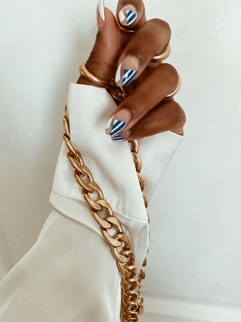 Sailboat Nails, Nautical Nail Designs, Sailor Nails, Nautical Nail Art, Nautical Nails, Minimal Nails Art, Blue Nail Art, Inspired Nails, Basic Nails