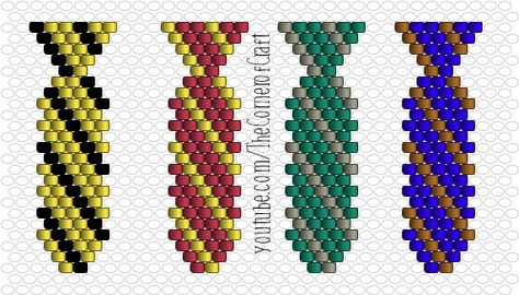 Link to the video tutorial for these Harry Potter House ties https://www.youtube.com/watch?v=0xM0getphY8 Harry Potter Seed Bead Pattern, Beaded Harry Potter, Harry Potter Seed Bead, Harry Potter Beaded Earrings, Harry Potter Seed Bead Bracelet, Harry Potter Beaded Jewelry, Harry Potter Brick Stitch, Harry Potter Beaded Bracelet, Harry Potter Bead Loom Patterns