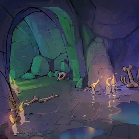 Florian Coudray on Instagram: “Getting away from evil spirits! . . . #conceptart #worldbuilding #crashbandicoot4 #cavern #crash4 #painting #illustration #speedpainting…” Cave Entrance Illustration, Crystal Cave Illustration, Cave Drawing Reference, Cavern Drawing, Cave Drawing Illustration, Cave Mushrooms, Cave Reference, Cave Concept Art, Underground Town