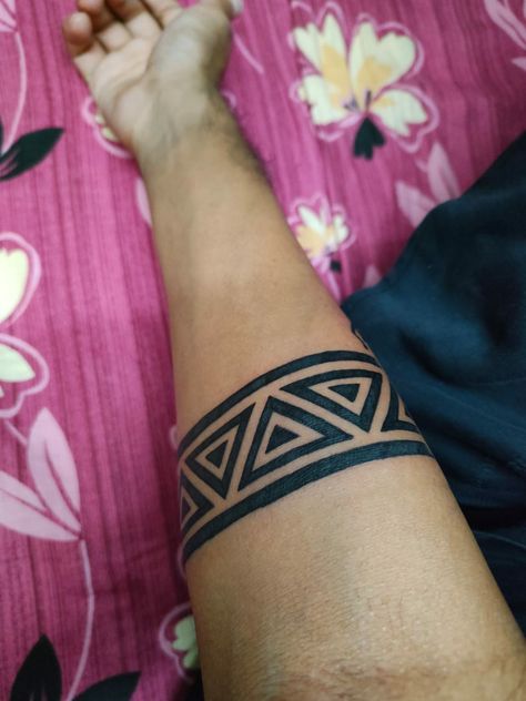 It's a triangle band tattoo, Father, some and the holy spirit Triangle Band Tattoo, Hand Band Tattoo For Men, Band Tattoo For Men, Hand Band Tattoo, Tattoo Father, Tattoo Triangle, Band Tattoos For Men, Hand Band, Triangle Tattoos