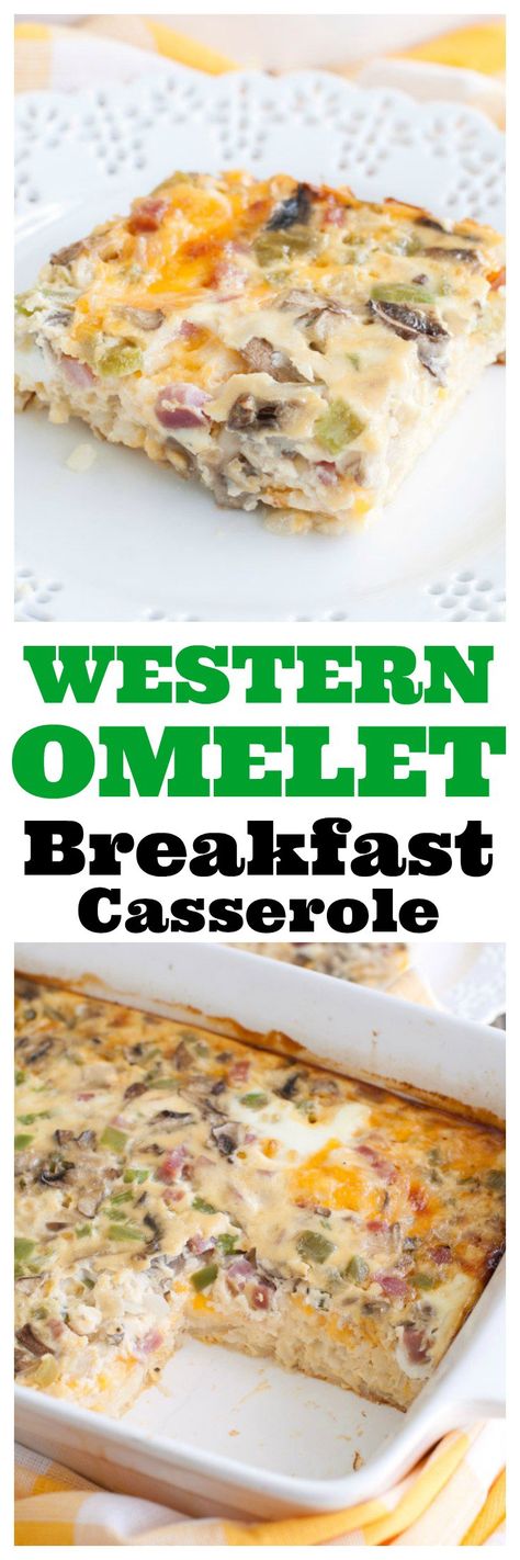 Western Omelet Breakfast Casserole PIN Western Egg Casserole, Casseroles With Ham, Overnight Breakfast Casseroles, Baked Dinners, Egg Casseroles, Breakfast Crockpot, Eggs Mushrooms, Casserole Crockpot Recipes, Casserole Breakfast