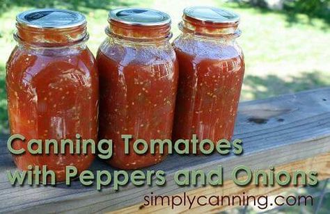 Canned Tom. Peppers and Onions Canning Tomatoes And Peppers, Canned Tomatoes With Onions And Peppers, Canned Stewed Tomato Recipes, Canning Stewed Tomatoes, Canning Instructions, Can Tomatoes, Canning Tomatoes Recipes, Canning Salt, Food Canning