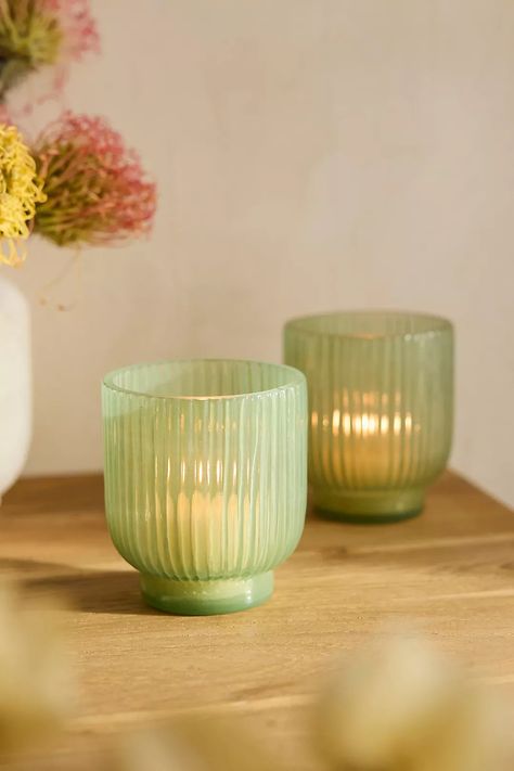 Textured Glass Votives, Set of 2 | Anthropologie Glass Votives, Recycled Glass Bottles, Iron Plant, Citronella Candles, Candles For Sale, Floral Tablecloth, Glass Votive, Easter Shopping, Hand Poured Candle