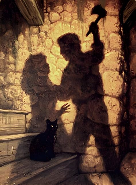 Illustration for Edgar Allan Poe's "The Black Cat Edgar Allen Poe Black Cat, Nevermore Edgar Allan Poe, The Raven Edgar Allen Poe Aesthetic, The Black Cat Edgar Allan Poe, Allan Edgar Poe, Edgar Allan Poe Aesthetic, Edgar Allen Poe Aesthetic, Edgar Allan Poe Illustration, Edgar Allen Poe The Raven