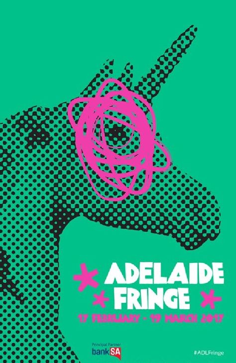 Mythical unicorn design chosen for 2017 Adelaide Fringe poster | Adelaide Now 21 February, Festival Art, Unicorn Graphic, Festival Logo, Comedy Nights, 23 March, Unicorn Illustration, Film Poster Design, Fringe Festival