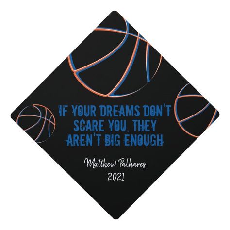 Basketball Dreams Graduation Cap Topper - tap to personalize and get yours #basketball, #dreams, #graduation, #cap, #topper, Grad Cap Designs, Basketball Theme, Graduation Cap Toppers, Graduation Cap Designs, Graduation Hat, Senior Quotes, Graduation Cap Decoration, Cap Decorations, Cap Designs