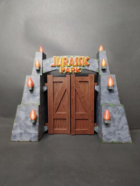 Jurassic Park entrance gate | Etsy Dark Souls Havel, Jurassic Park Entrance, Park Entrance, Dinosaur Park, Entrance Gate, Figure Photo, Entrance Gates, Birthday Messages, Dark Souls