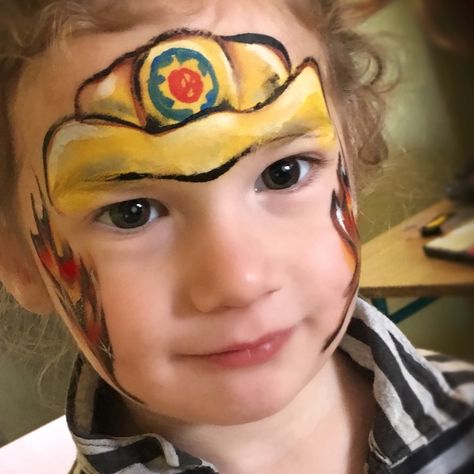 Fireman Sam סמי הכבאי  by leylashemesh faceart and henna. Firefighter Makeup Halloween, Fireman Face Paint, Fire Face Painting, Marshall Face Paint, Boys Halloween Facepaint, Fireman Sam, Toddler Halloween, Face Painting Designs, Painting Designs