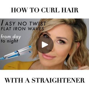 1.3M views · 3.2K reactions | How To Curl Short Hair with a Straightener | video recording, hair iron | In this video I'll be showing you how to get easy no twist flat iron waves and seamlessly transition from day ☀️ to night 🌙 in my latest how to curl your... | By Dominique Sachse | Facebook How To Use A Straightener To Curl Short Hair, How To Curly Short Hair With A Flat Iron, Curling A Bob With A Flat Iron, How Tp Curl Short Hair With A Flat Iron, Hiw To Curl Hair With A Flat Iron Beachy Waves, Hair With A Straightener, Curl Short Hair, Curls For Medium Length Hair, Flat Iron Waves