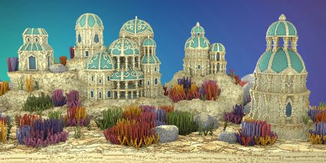 Atlantis | According to my own ideas [⬇] Minecraft Map Atlantis Minecraft Build, Mermaid Castle Minecraft, Underwater Castle Minecraft, Minecraft Building Ideas Underwater, Minecraft Ocean Castle, Minecraft Atlantis Build, Minecraft Underwater City, Underwater Builds Minecraft, Minecraft Mermaid House