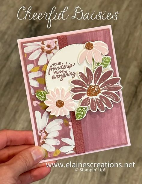 Purple Birthday Card, Cheerful Daisies, Fresh As A Daisy, Daisy Cards, Embossed Cards, Designer Series Paper, Pocket Cards, Punch Cards, Stamping Up Cards