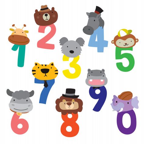 Animals number vector design Premium Vec... | Free Vector #Freepik #freevector #design #icon #hand #nature Animal Numbers, Animals Numbers, Poster Design Kids, Nursery Drawings, Letter Stencils Printables, Baby Animal Nursery Art, Paw Patrol Birthday Theme, Kindergarten Decorations, Number Vector