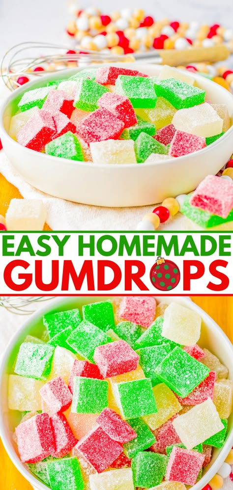 Homemade Gumdrops, Gumdrop Recipe, Festive Christmas Cookies, Christmas Candy Homemade, Cookie Exchange Recipes, Christmas Food Treats, Baking List, Averie Cooks, Treats Christmas