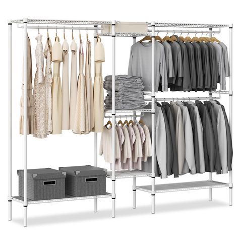 PRICES MAY VARY. 1000LBS Heavy Duty Clothes Rack: Athena Collection clothes rack has a load capacity of up to 1000LBS and is not easily deformed.It has 4 hang rods and 7 shelves, ensuring there is enough space to hang clothes and place bedding, shoes, bags, storage boxes, etc. Multifunctional Clothes Rack: This freestanding clothing rack have 3 different combinations to meet different storage needs and room sizes. L shape for small spaces like corner, apartment, bedroom. Straight-lined shape for Multifunctional Clothes, Corner Apartment, Freestanding Closet, Collection Clothes, Free Standing Closet, Hang Clothes, Heavy Duty Clothes Rack, Bags Storage, Closet Wardrobe