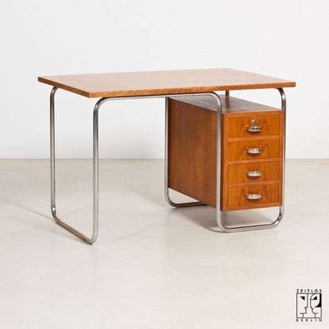 Bauhaus Desk, Bauhaus Interior, Bauhaus Furniture, Mid Century Modern Desk, Mid Century Desk, Iconic Furniture, Interior D, Desk Design, Retro Home