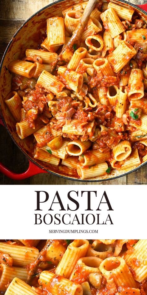 Calabria Recipes, Boscaiola Recipe, Barilla Pasta Recipes, Italian Noodles, Serving Dumplings, Tomato Cream Sauce, Italian Pasta Recipes, Pasta Dinners, Pasta Pasta