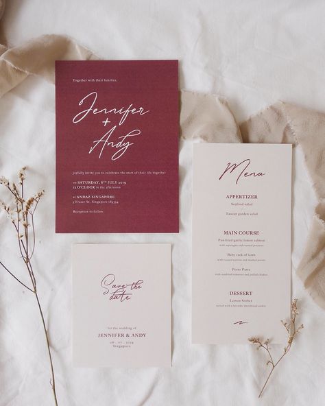 Maroon And Champagne Wedding, Wedding Invitations Maroon, Maroon Invitation, Champagne Wedding Invitations, Wedding Invitations Burgundy, Wedding Invitations Champagne, Simple Minimalist Wedding, Minimalist Wedding Invitation, Maroon Wedding