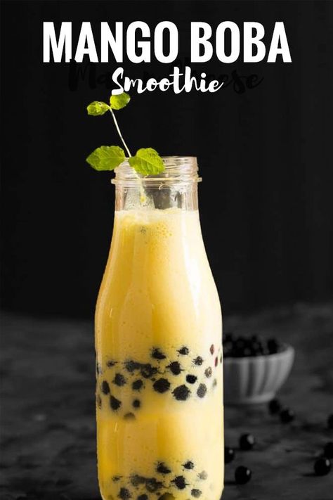 Smoothies With Yogurt, Fruit Smoothies Recipes, Recipes With Yogurt, Mango Boba, Recipe With Mango, Boba Smoothie, Mango Yogurt, Smoothie Recipes With Yogurt, Yogurt Smoothie