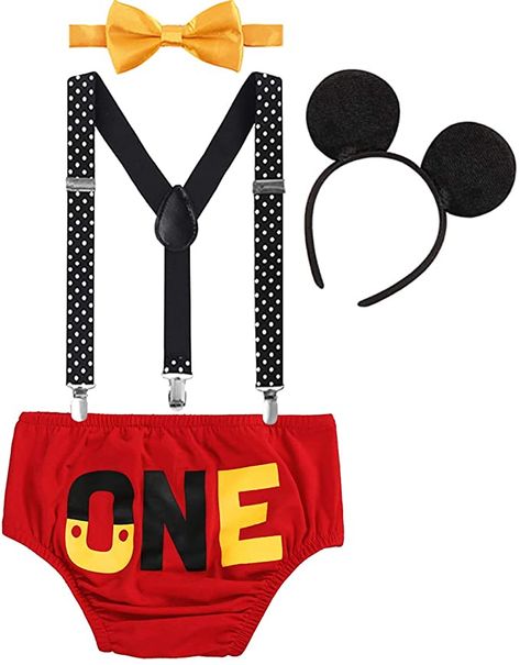 Amazon.com: FYMNSI Baby Boys 1st Birthday Cake Smash Costume Photo Props 4PCS Outfits Suspender Bloomers Bowtie Headband: Clothing 2nd Birthday Photos, Boys 1st Birthday Cake, Mickey Mouse Photos, Cake Smash Outfit Boy, Mouse Photos, Smash Cake Boy, 1st Birthday Cake Smash, Baby Boy First Birthday, Perfect Birthday Party