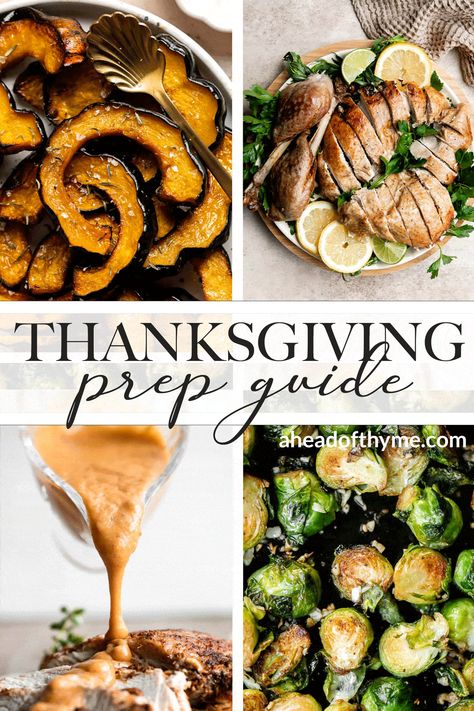 Whether it's your first time planning Thanksgiving or you are a seasoned pro, we are sharing our comprehensive Thanksgiving Dinner Prep Guide, complete with a week-by-week Thanksgiving dinner prep timeline (down to hours before the big dinner!), tons of tips on how to host your best holiday meal yet, Thanksgiving menu recipes and ideas, and free checklists to help you prepare for Thanksgiving dinner like a pro this year! #thanksgivingdinner #thanksgivingdinnerguide #howtohostth via @aheadofthyme How To Prep For Thanksgiving Dinner, Tips For Hosting Thanksgiving, Preparing To Host Thanksgiving, Big Thanksgiving Dinner, Thanksgiving Timeline For Cooking, Preparing For Thanksgiving, Thanksgiving Prep Timeline, Thanksgiving Courses, Night Before Thanksgiving Dinner