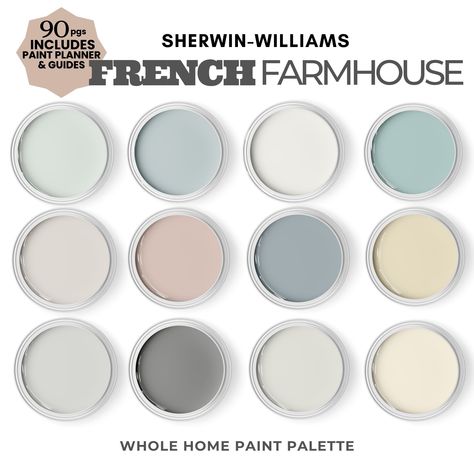 Sherwin Williams Coastal Colors, Coastal Exterior Paint Colors, Sherwin Williams Coastal, French Country Paint Colors, Color Palette Sherwin Williams, Modern Farmhouse Paint Colors, Farmhouse Color Palette, Calm Coastal, Coastal Paint Colors