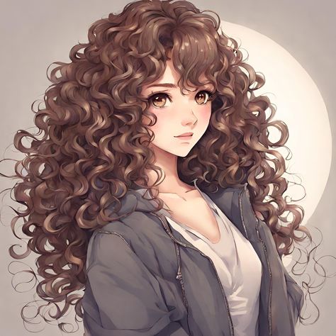 Curly Anime Hair Reference, Anime Curly Hair, Curly Hair Cartoon, Water Witch, Brown Curly Hair, Anime Fanfiction, Curly Girl Hairstyles, Anime Hair, Hair Reference