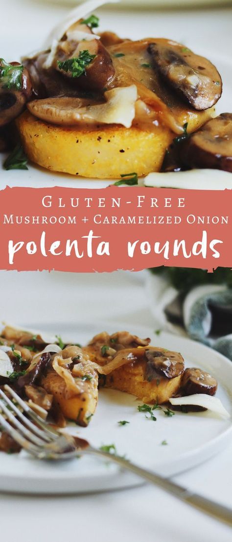 Baked Polenta Rounds, Polenta Appetizer, Polenta Rounds, Spinach Cheese Puffs, Mushroom Polenta, Baked Polenta, Potato Appetizers, Dinner Party Dishes, Gluten Free Appetizers