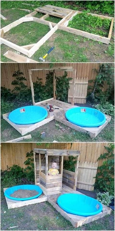 Diy Projects With Pallets, Projects With Pallets, Pallet Kids, Pallets Projects, Diy Pallets, Diy Cabin, Play Area Backyard, Pallets Diy, Outdoor Play Areas