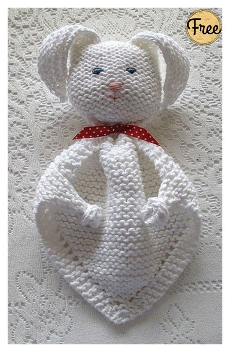 Bunny Blanket Buddy, Diy Tricot, Bunny Blanket, Baby Booties Knitting Pattern, Knitted Teddy Bear, Lovey Pattern, Animal Knitting Patterns, Knitting Patterns Toys, Baby Knitting Patterns Free