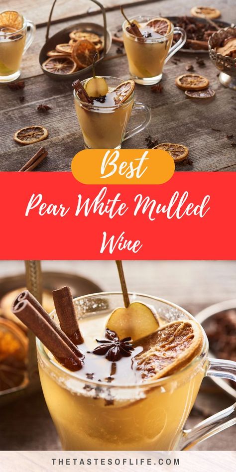 Best Pear Mulled White Wine Mulled Wine Recipe Crockpot, Mulled Wine Crockpot, Quick Holiday Appetizers, Mulled White Wine, Traditional Christmas Desserts, Peach Compote, Healthy Christmas Recipes, Festive Appetizers, Christmas Drink