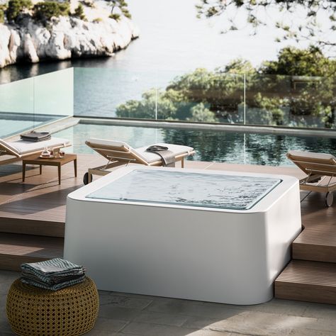 Infinity 260/240 overflow portable spa - Spa GLASS 1989 Portable Spa, Mini Pool, Ral Colours, Spa Experience, White Paneling, Infinity Pool, Lounge Areas, Data Sheets, Outdoor Design