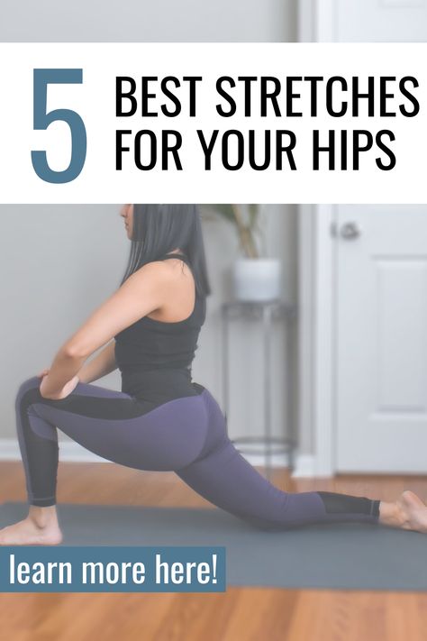 Best Hip Stretches To Improve Hip Flexibility - Stretching routine for all of your hip muscles Bad Hip Exercises, Hip Extension Stretch, Good Hip Stretches, How To Realign Your Hips, Hip Flexor Exercises Stretching, Hip Flexor Stretch Flexibility, Banded Stretches, Hip Excercises Workouts Women, Stretches For Hip Flexibility