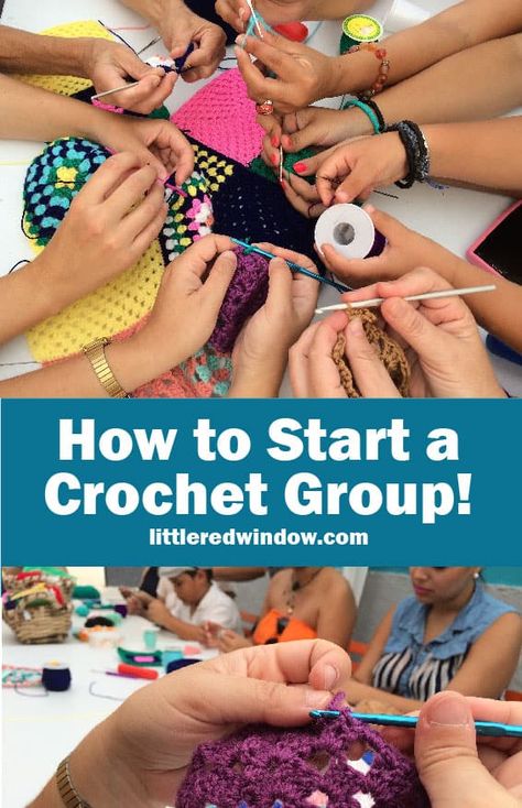 Crochet Group Ideas, Crochet Group Names, Group Crochet Projects, Crochet Club Ideas, School Crochet, Crochet House, Block Crochet, Knitting Club, Window Crafts