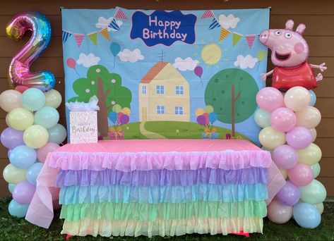 #2ndbirthday #peppa #peppapigparty Peppa Pig Birthday Party Diy, Peppa Pig 5th Birthday Party, Peppa Pig Party Ideas Decoration, Peppa Pig Birthday Decoration Ideas, Peppa Pig First Birthday Party, Peppa Pig Party Decor, Peppers Pig Birthday, Peps Pig Birthday Ideas, Peppa Pig Outdoor Birthday Party