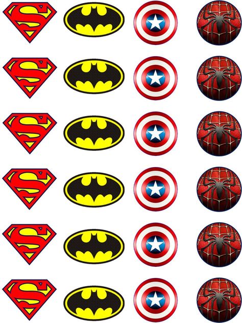 Logo Rice, Superhero Party Printables, Batman Printables, Paper Cupcake Toppers, Superman Birthday Party, Edible Rice Paper, Capt America, Superhero Decorations, Superman Birthday