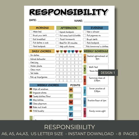 🌟 Editable Responsibility Chore Chart for Kids 🧒✨ Empower your little ones with our customizable Kids Chore Chart! This vibrant, printable PDF includes A6, A5, A4, and A3 formats, featuring 4 delightful designs. Key Features: 📅 Kids Daily Weekly Schedule for structured routines 📝 Editable for personalized chore lists 🎨 4 Colorful Designs to keep kids engaged 🖨️ Printable PDF for instant access How to Use: 🚀 Download the PDF instantly upon purchase. 🎨Choose from A6, A5, A4, or A3 formats. Chores For 10 Year, Chore List For Kids Age 10, Chore Ideas For Kids By Age, Chore Chart For Kids Age 10, Chores For Kids By Age 9-10, Family Responsibility Chart, Chores For Kids Age 7-8, Chores For Kids By Age Allowance, Chores For Kids By Age Printable Free