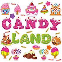 Check this out! Candy Land Cutouts, Candyland Door Decorations For School, Candyland Bulletin Board Ideas, Candyland Classroom, Candy Theme Classroom, Candyland Party Theme, Candyland Party Decorations, Ice Cream Donut, Board Game Themes