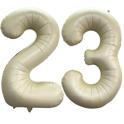 PRICES MAY VARY. Package Included:40 inch Cream White numbers 2 and 3 (uninflated) + 1 Straw,Cream 23 number foil digital balloons are the best for 23th birthday party, 32th wedding celebration, anniversary, ceremories celebration, business or big events party. Material: Number Balloons made with high quality aluminum foil., not easy to explode and leak, bright colors, full of numbers. How To Use:Infalted with helium or air with pumb or straw slowy to 90% enough,you can stick number balloons on 29 Balloons Number, 16 Balloons Number Aesthetic, 26 Balloons Number, Cream Number Balloons, Helium Number Balloons, Anniversary Event, Anniversary Decorations, White Balloons, Number Balloons