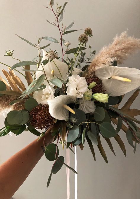 Azulik Wedding, Weddings At The Beach, Luxury Bridal Bouquet, Anthurium Bouquet, Azulik Tulum, Bouquet Champetre, Wedding In Mexico, Pampas Grass Bouquet, Boho Tropical