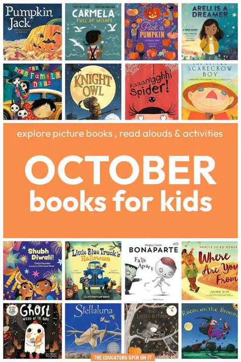 October Read Aloud Books for Preschool and Kindergarten - The Educators' Spin On It Read Alouds, The Scarecrows Wedding, Owl Activities, October Books, Monster Activities, Halloween Books For Kids, Children's Book Characters, Pumpkin Books, Read Aloud Activities