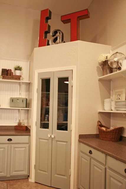 Pantry In Vaulted Kitchen, Corner Pantry With Vaulted Ceiling, Corner Pantry Vaulted Ceiling, Pantry With Vaulted Ceiling, Kitchen Open Shelving Corner, Kitchen Corner Pantry, Corner Pantry Ideas, Updating Kitchen, Pantry Redo