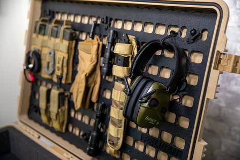 Tactical Storage Trunk, Pelican Case Tactical, Diy Molle Panel, Pelican Case Ideas, Pelican Box, Tactical Medic, Molle Panel, Tactical Truck, Pelican Case