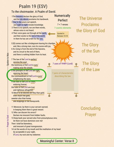 Psalm 19 Psalms 19, Visual Summary, Simply Quotes, Psalm 19, Wisdom Bible, Bible Studying, Bible Psalms, Revelation Bible, The Psalms