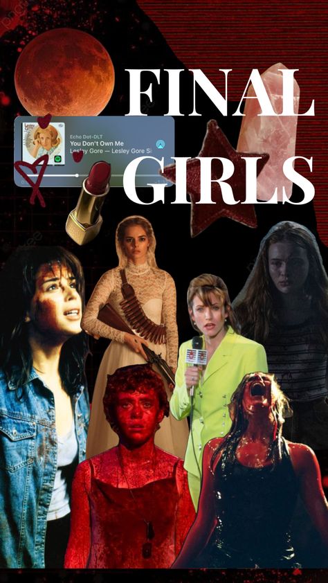 #finalgirls #horror Cute Horror Aesthetic, Final Girl Aesthetic Horror, Women In Horror Movies, Final Girls Horror, Horror Movie Women, Female Horror Movie Characters, Final Girl Aesthetic, 80s Horror Aesthetic, Horror Journal