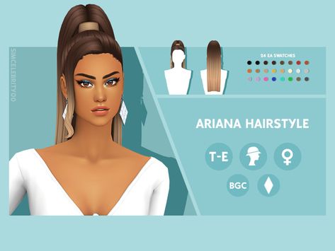 Sims 4 Cc Ariana Grande, Ariana Hairstyle, Ariana Grande Ponytail, Hairstyle Ombre, Ariana Grande Hair, Sims 4 Teen, Sims 4 Mm, Sims Hair, Sims 4 Mods Clothes